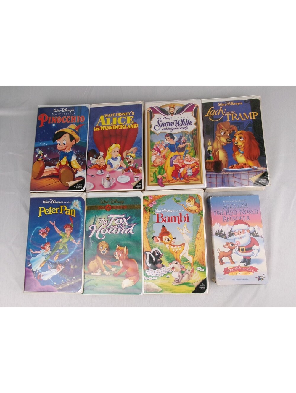 Vintage Disney VHS Lot of 8 Classics Bambi Peter Pan Snow White Rudolph